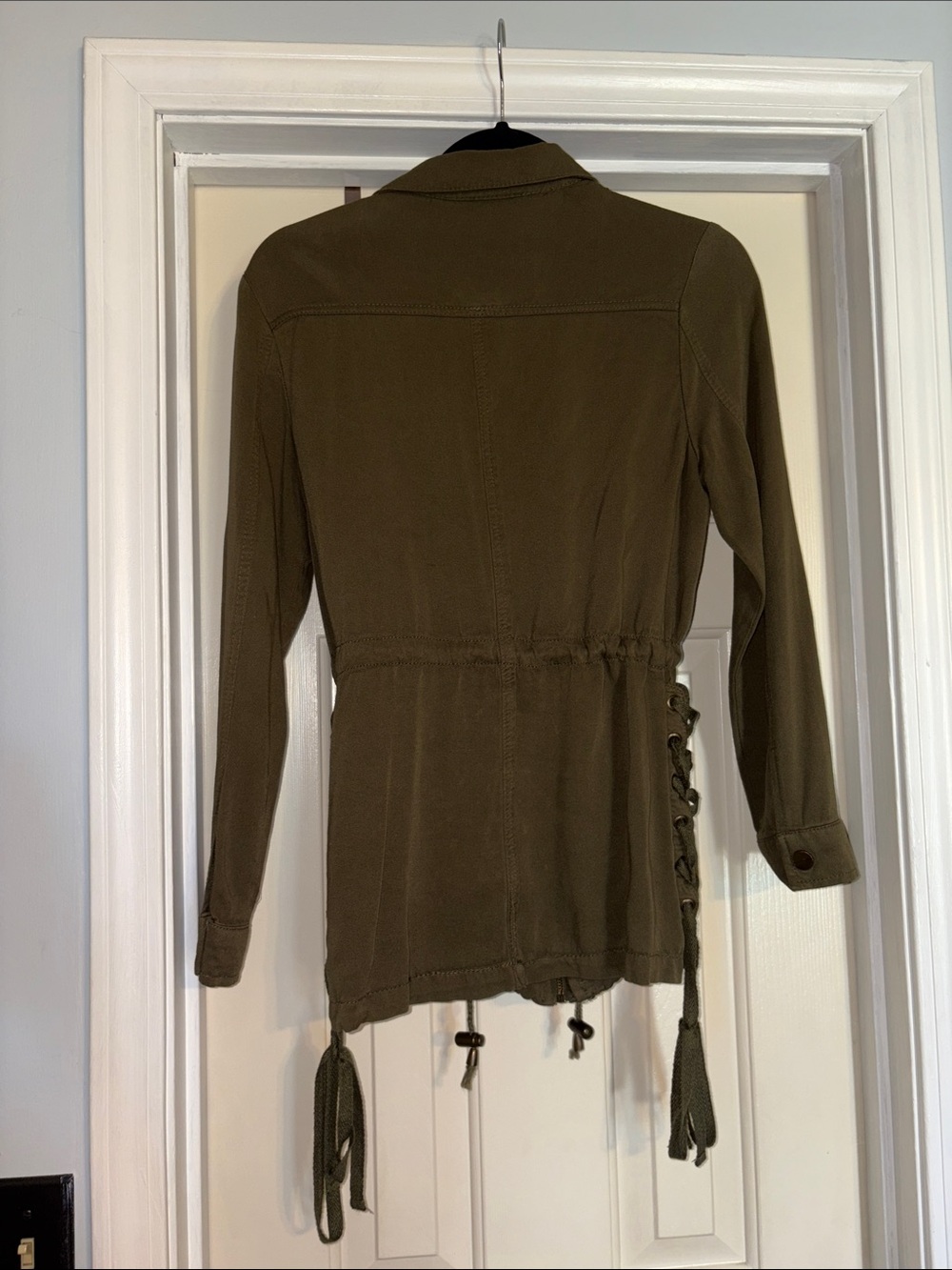 Olive Utility Drawstring Jacket - Picture 9 of 9